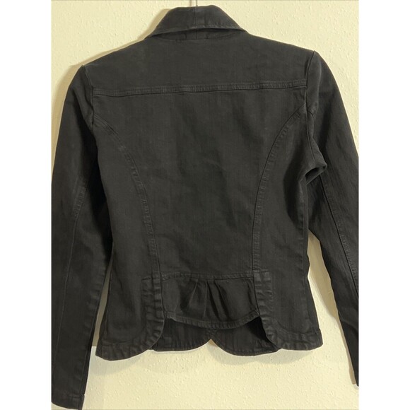 Vtg Blazer Jean Jacket Womens XS Black Denim Double Button Faux Pockets Y2K 90s‎ - Picture 10 of 15